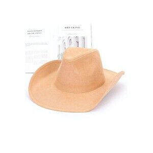 Faux Suede Cowboy Hat - Black/Camel